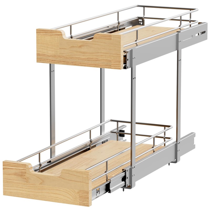 Sikarou Pull Out Cabinet Organizer,Heavy-Duty Slide Out Shelf, Wood and