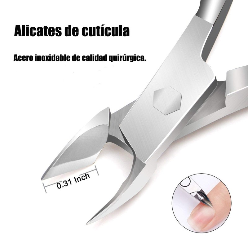 Stainless steel cuticle nipper and cuticle pusher for dead skin