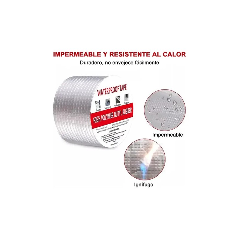 Cinta Butilo Impermeable Banna Aluminio 10cm x 20m Resistente Fugas