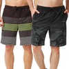 TEX2FIT 2-Pack Stretchy Mens Swim Shorts 9 Inch Inseam with