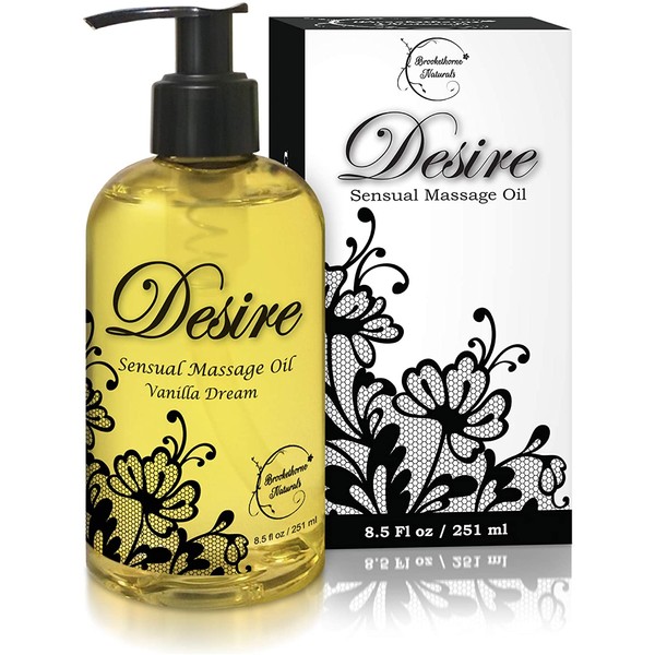 Desire Sensual Massage Oil - Best Massage Oil for Couples Massage – Perfect Gift for Her - All Natural - Contains Sweet Almond, Grapeseed & Jojoba Oil for Smooth Skin 8.5oz