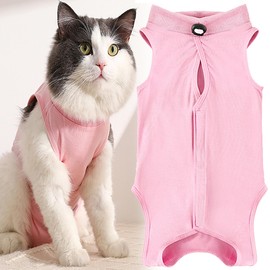 WDEC Cat Professional Recovery Suit for Abdominal Wounds or Skin Diseases, E-Collar Alternative for Cats and Dogs, After Surgery Wear, Prevent Shedding, Pajama Suit