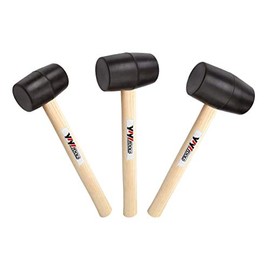 YIYITOOLS Rubber Mallet Set With Wood Handle,3 Piece/8oz,16oz & 24oz,Black ,Lightweight and Durable