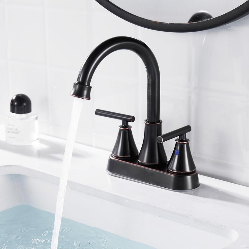 Bathroom Sink Faucet 4 Inch 2 Handle Centerset Oil Rubbed