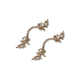 HAORUN 2PCS Zinc Alloy Vintage French Baroque Style Drawer Handles Sturdy Durable (Brown)