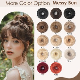 KISANOF Messy Bun Hair Piece Natural Curly Jet Black Tousled Stretchy Fluffy Donut Updo Elastic Rubber Band Human Hair Bun Extension Chignons Scrunchies(1 Count #1 Jet Black