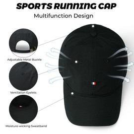 CLAPE Quick Dry Baseball Cap for Men, Water-Resistant Lightweight Breathable Women Running Hat for Outdoor Sport, Grey