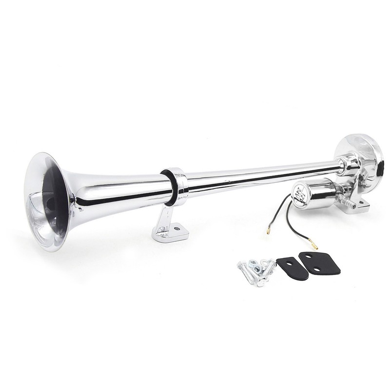 Single-tube Trumpet Electric Horn Chrome Air Horn Loudspeaker Kit 150dB