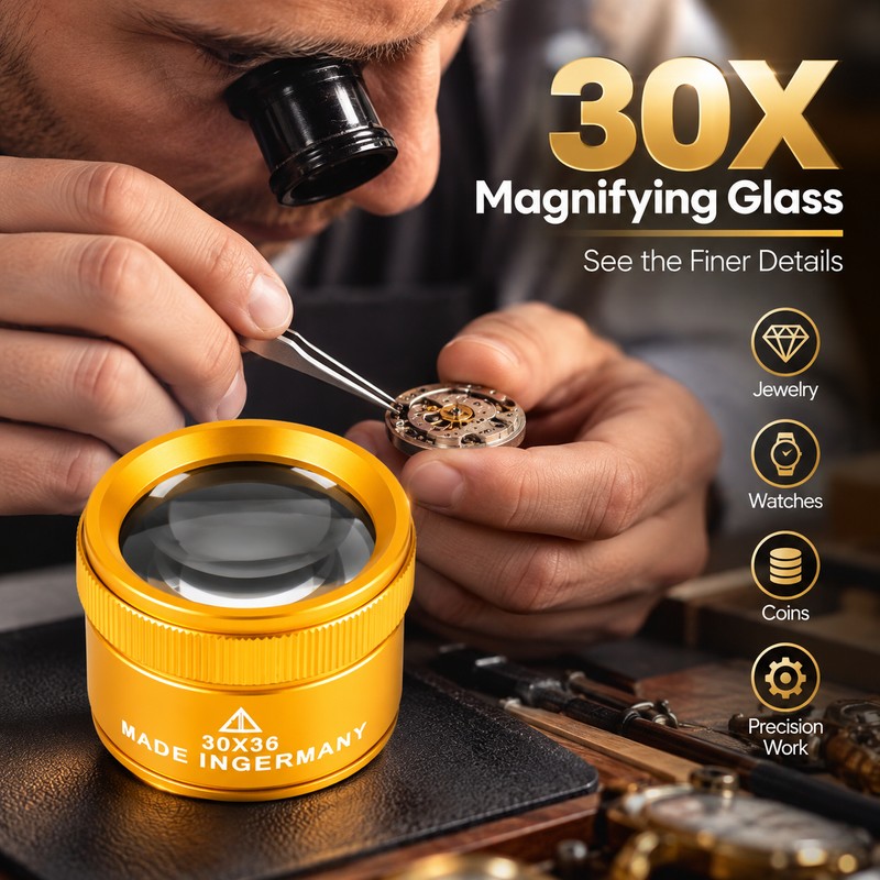30X Magnifying Loupe for Precision Work – 36mm K9 Optical