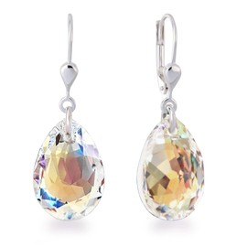 Schöner-SD 925 Silver Drop Earrings Crystal, Silver