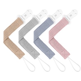 TYRY.HU - Clips para chupete de bebé, paquete de 4 clips para soporte Binky Paci, correa para chupete para niños y niñas, correa suave, universal, se adapta a la mayoría de chupetes