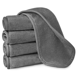 URAQT Microfibre Face Cleansing Wipes, Pack of 5 Washable Make-Up Wipes, Ultra Soft Face Cloths for Face, Absorbent Face Cleansing Wipes for Daily Removal and Cleaning (Dark Grey)