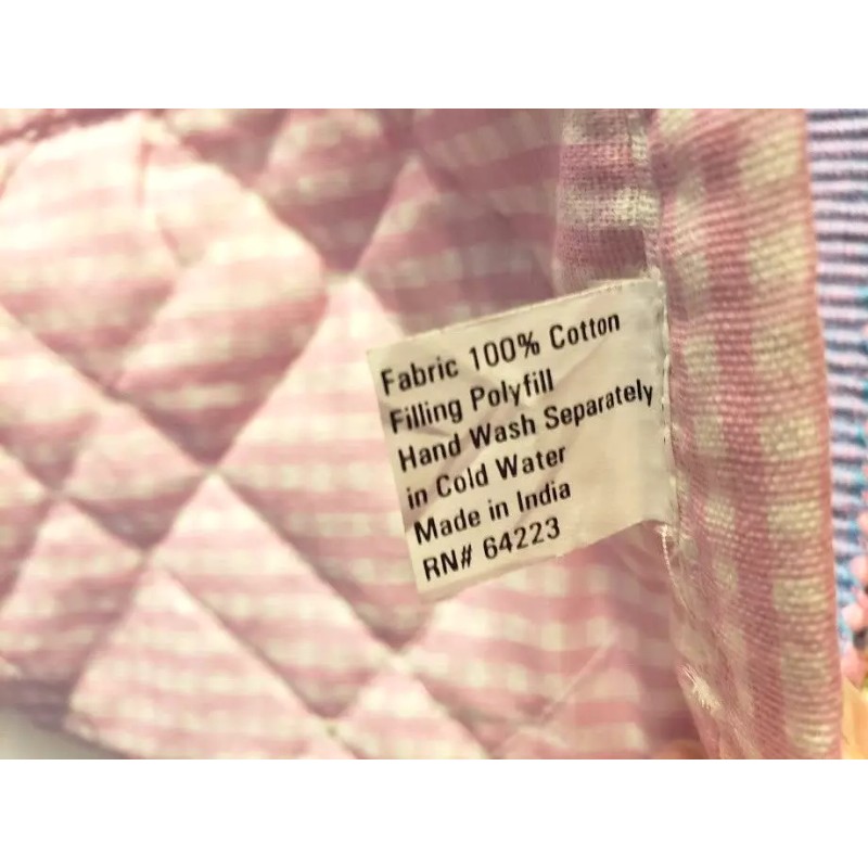 Pink Floral Quilted Gingham Placemat 19" X 13" 100% Cotton