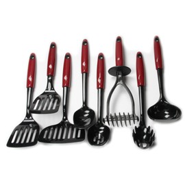 Chef Craft Select Nylon Kitchen Tool and Utensil, 8 Piece Set, Red