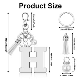 Ximalun Initial Letter Keyring for Women Alphabet Keyring Initial Letter A-Z Keyring Letter Tassel Charm Keyring Initial Letter Keyring for Purse Handbag Christmas Birthday Gift