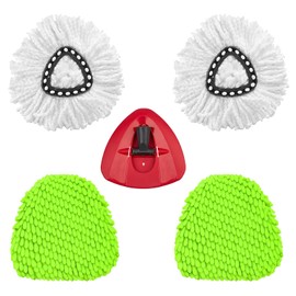 5 Pack Mop Replacement Heads Compatible with Vileda 1 Tank Mop System, with Mop Base Replacement Kit,Triangle Spin Mop Replacement Heads for Vileda Cleaning All Hard-surfaced Floor