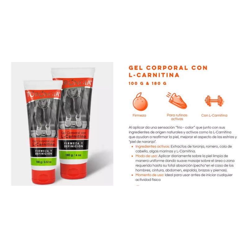 Torongia Gel Corporal con L- Carnitina Torongia 180 Gramos