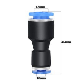 TAILONZ PNEUMATIC 2 pieces: External diameter 0.4 x 0.5 inch (10 mm) x outer diameter 0.5 inch (12 mm) direct pipe and push type pneumatic connector PG10-12