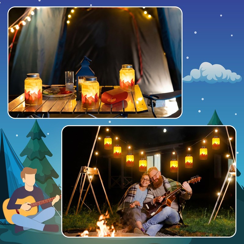 VIHOSE 12 Set Camping Lanterns Crafts with LED Candle Light
