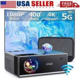 FUDONI 4K Projector 1080P HD WiFi Bluetooth Portable Movie Home Cinema Built-in speaker