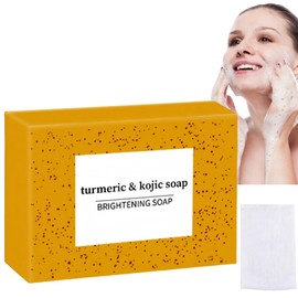 Ear/thly De/rm Turmeric Soap,Ko/jic Acid Turmeric Soap Bar,Tu/rmeric & Ko/jic Acid Soap Bar for Body & Face,Tu/rmeric Glow Soap for Cleasing,Dark Spot Remover for Even Skin Tone,for All Skin Types