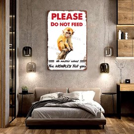 Vintage Tin Sign Please Do Not Feed The Monkey For Home Kitchen Outdoor Decor 8.00"x12.00"