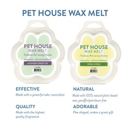 One Fur All Pet House Wax Melts - Lavender Green Tea & Fresh Citrus Pack of 2 - Odor Eliminating, Long-Lasting Scented Wax Melts - Pet-Friendly, Natural