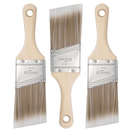 Mister Rui 3-Pack 2 Inch Angled Paint Brushes, Short Handle Professional Sash Brushes for Trim, Cabinets & Furniture, Smooth Finish for Oil & Latex Paint