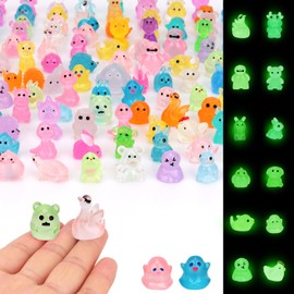 150PCS Mini Luminous Resin Animals Mixed-19 Styles Tiny Glow-in-the-Dark Plastic Figures for Fairy Gardens, Aquariums, Dollhouse & Terrarium Decor |Waterproof Mini Plastic Decor