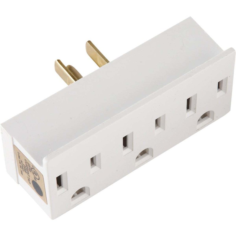 Leviton 15 Amp, 125 Volt, Triple Outlet Adapter, 697-W, White