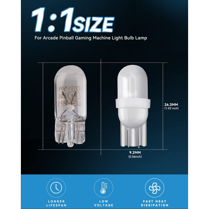 Keiurot 555 Bulb DC AC 6V 6.3V for Pinball Led