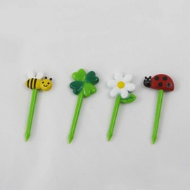 Torne P-3663 Honey & Flower Picks, Pack of 8 (4 Types x 2 Each), Cute Colors, Party Decorations, For Bento