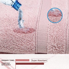 Bath Towels 600gsm Zero Twist Cotton | 1 Pack 70x120cm | Large Quick Drying & Highly Absorbent for Pool Spa Gym & Daily Use Luxe Hotel Quality (Blush Pink, 1)