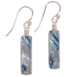 Looking Glass Falls Earrings - Nickel Smart - Silver Dichroic Glass Nickel Free Dangle Earrings