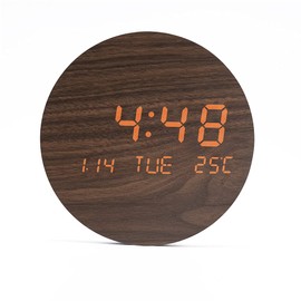 Stylish Clock, Nordic Style, Digital Electronic Clock, Automatic Light, Visible at Night, LED Night Light Clock (Coffee Color)