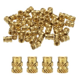 sourcing map 30 Pcs M5 Brass Knurled Threaded Insert M5x9.5mm, OD 7mm Heat Set Insert Embedment Nuts