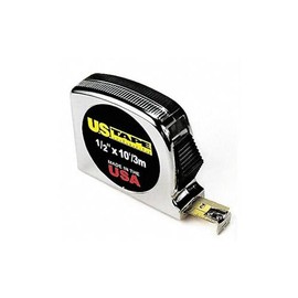 US Tape Company Tape Measure, 1/2 Inch x 10 Feet, Chrome, In/Ft/mm, Slide Lock, Model 56735