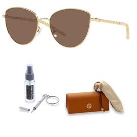 Tory Burch TY6091 332673 56MM Ivory/Plastic Lens Solid Brown Cateye Sunglasses for Women + Bundle With Designer iWear Eyewear Kit