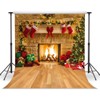 LYWYGG 10x8FT Christmas Backdrop Christmas Fireplace Backdrop Christmas Trees Backdrop