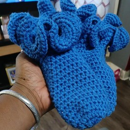 Crochet Ruffle Footie- Women's Fashion Footie Footwear Footwear Comfort - Color: blue, Size: please message me your shoe size