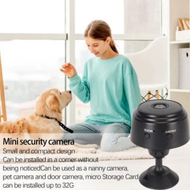 Mini Security Camera, 1080P Nanny Cam with Night Vision, App Control Magnetic Portable Camera Motion Detection, for Indoor Outdoor (Black)