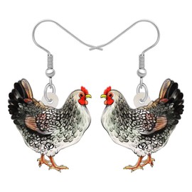 RAIDIN Acrylic Cute Hen Rooster Chicken Farm Animal Earrings for Women Girls Hypoallergenic Dangle Hook Earrings Jewellery Gifts for Chicken Lovers Party Decorations, Acrylic, No Gemstone