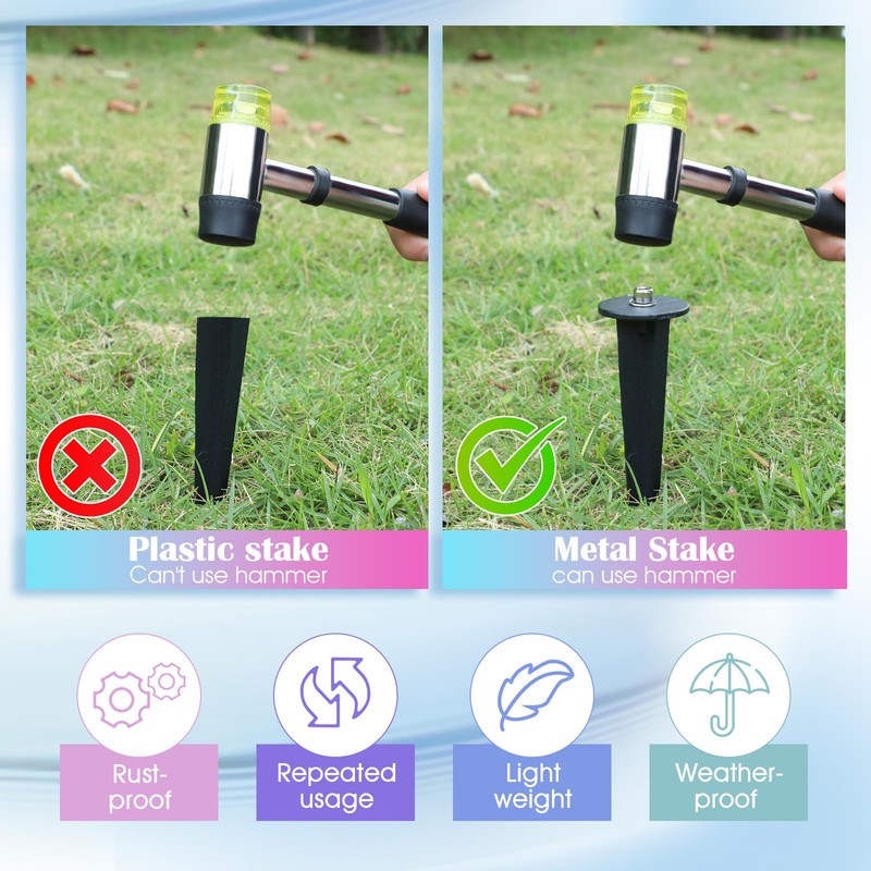Zhengmy 4 Packs Threaded Spike Flood Light Ground Stake Metal
