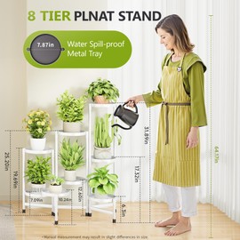 Cawukege 8 Tier Plant Stand Indoor, Tiered Plant Stand Outdoor for Multiple Plants, Corner Plant Shelf for Patio Balcony Porch Garden Living Room House,White