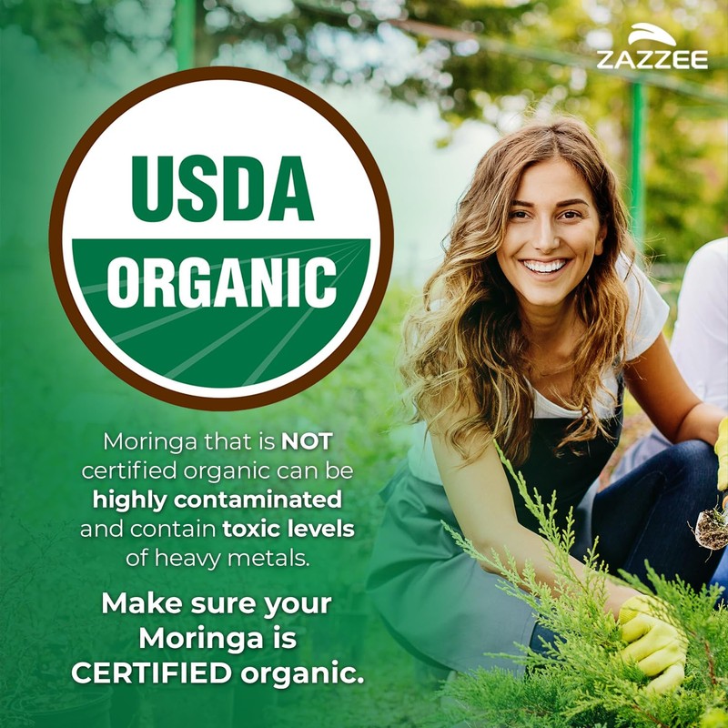 Zazzee USDA Organic Moringa Leaf 20:1 Extract, 240 Vegan Capsules