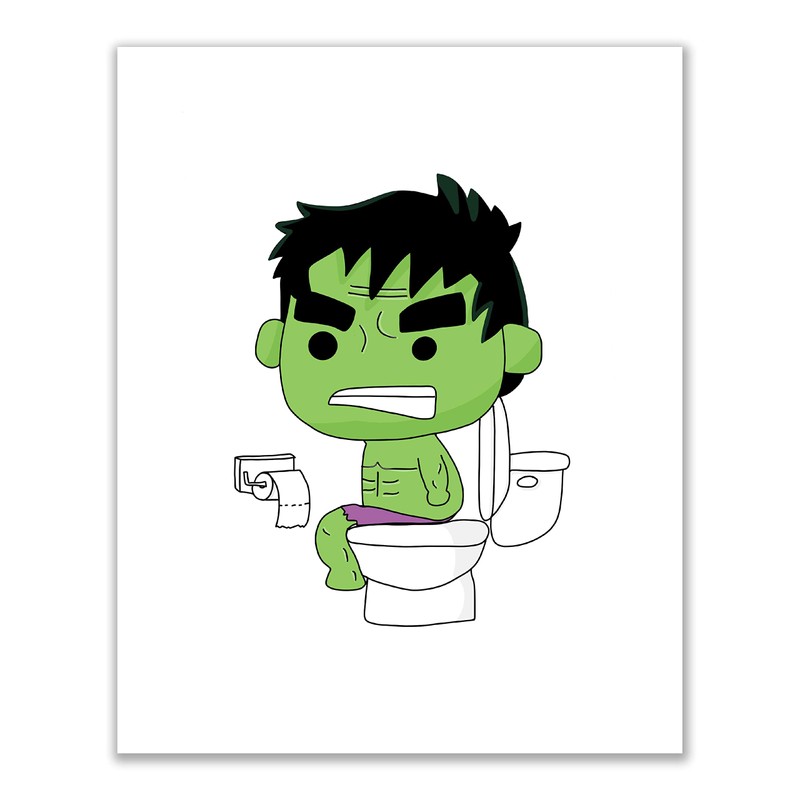 Hulk Bathroom Photos- Set of 3 (8 inches x 10