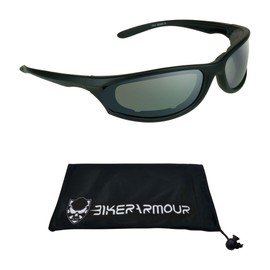Bikershades Motorcycle Riding Glasses Foam Padded for Men and Women with Safety Polycarbonate Smoke Lenses.