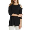 Afibi Womens Cold Shoulder 3/4 Sleeve Swing Tunic Tops For