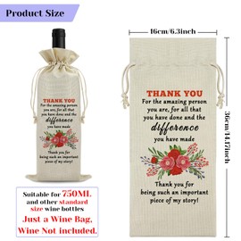 Thank You Appreciation Gift for Wife Husband Wine Bag Birthday Thank You Gift for Mom Teacher Wine Gift Bag Office Gift for Coworker Friends Christmas Thanksgiving Gift for Her Him Wine Wrapping Bag