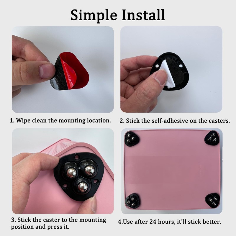 Drcoevo Self Adhesive Mini Caster Wheels for Small Kitchen Countertop